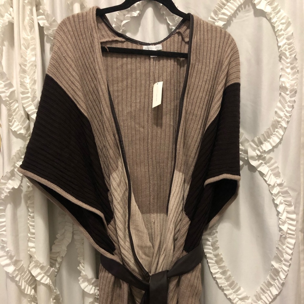 NWT NY & Co. Sweater with faux leather accent